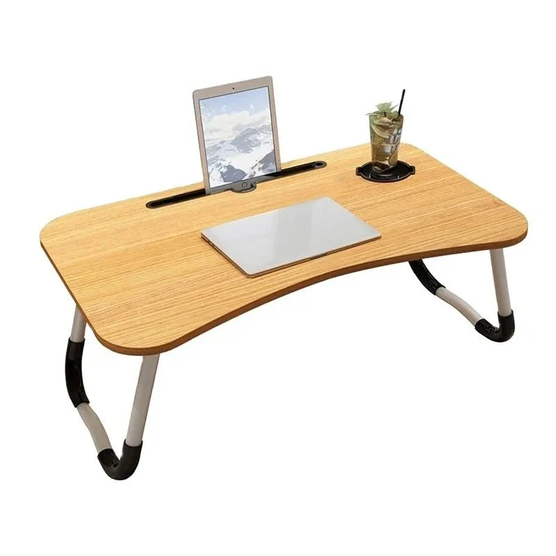 Laptop Table Foldable with Tablet Groove & Cup Slot Beige Color - Image 2