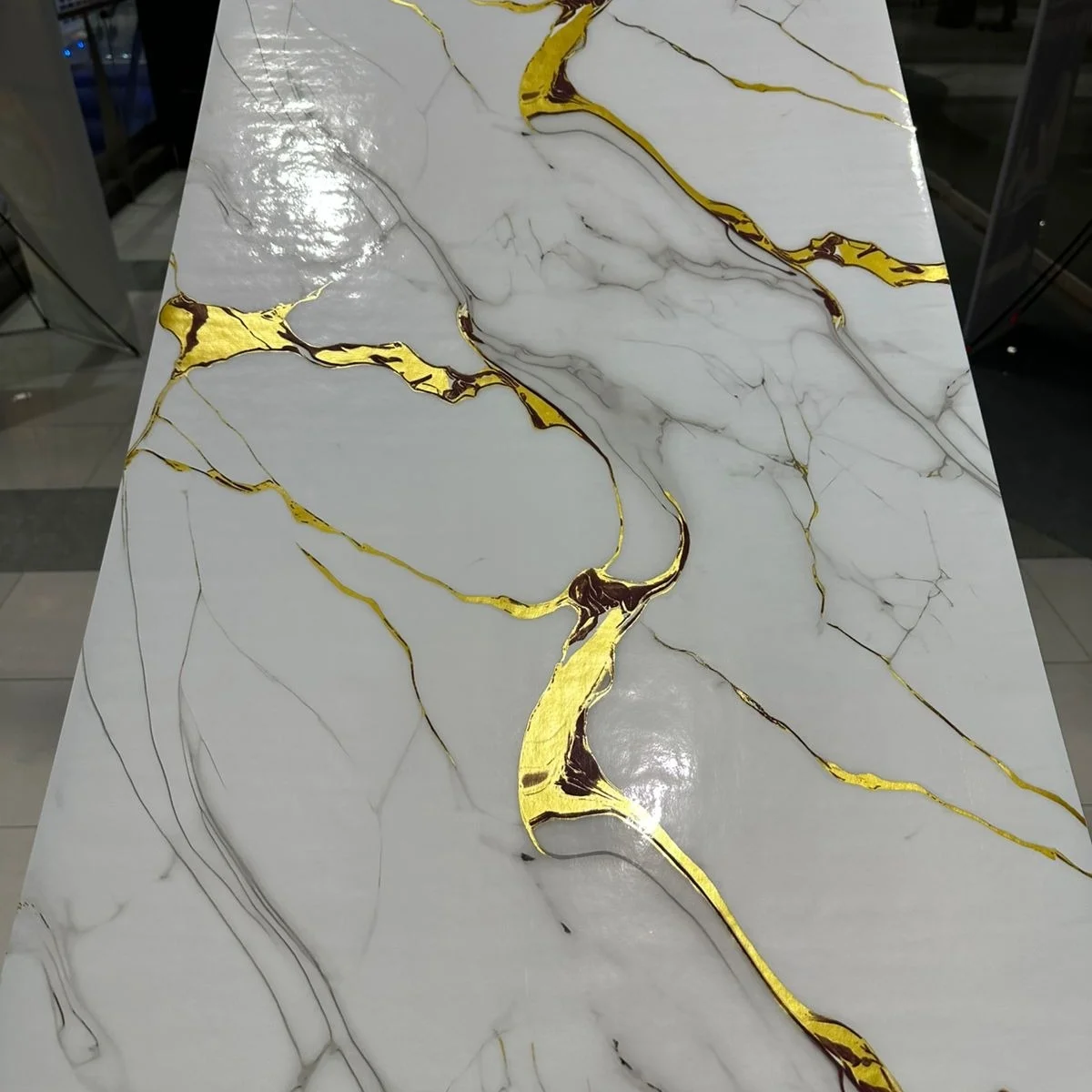 Marble Sheet Sticker 60x200cm | White, Grey & Gold - Image 3