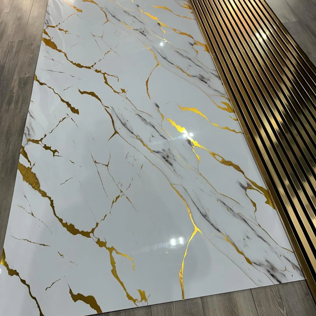 Marble Sheet Sticker 60x200cm | White, Grey & Gold - Image 2