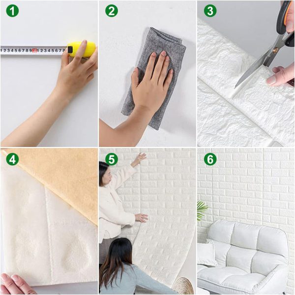 3D White Brick Wall Stickers - Image 2