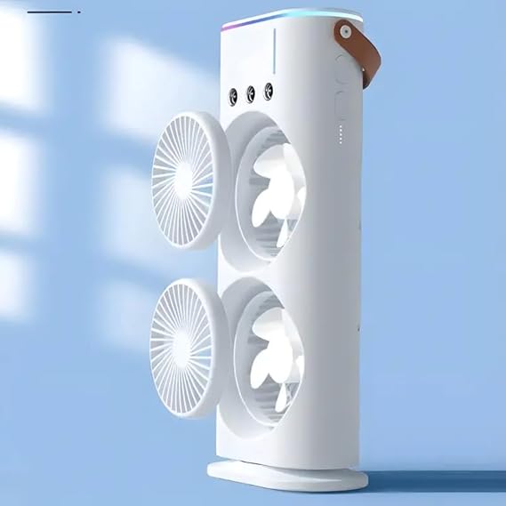 Mini Double Head Mist Fan with LED Light & Humidifier - Image 7