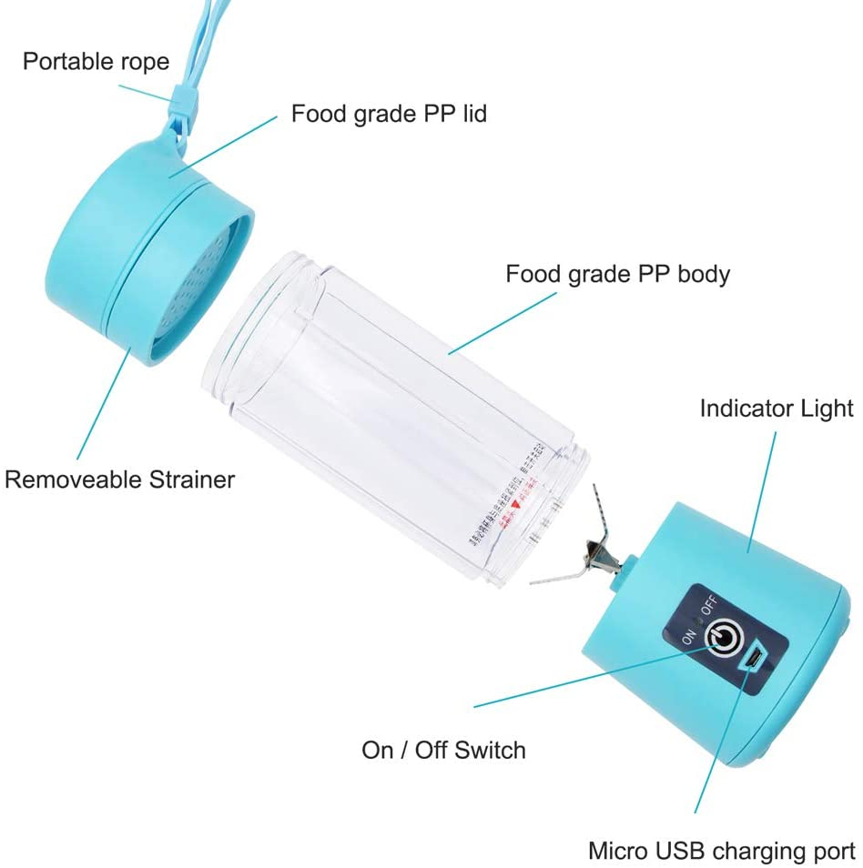 Portable 6-Blade USB Rechargeable Juicer Blender - Image 2