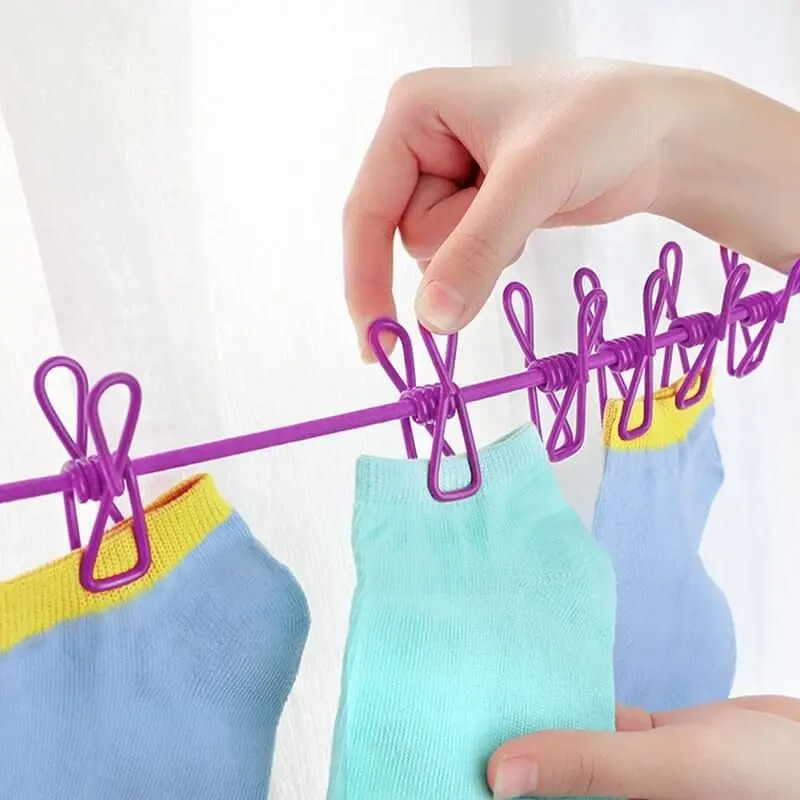 Portable Drying Rope with 12 Clips & 2 Hooks - Image 5