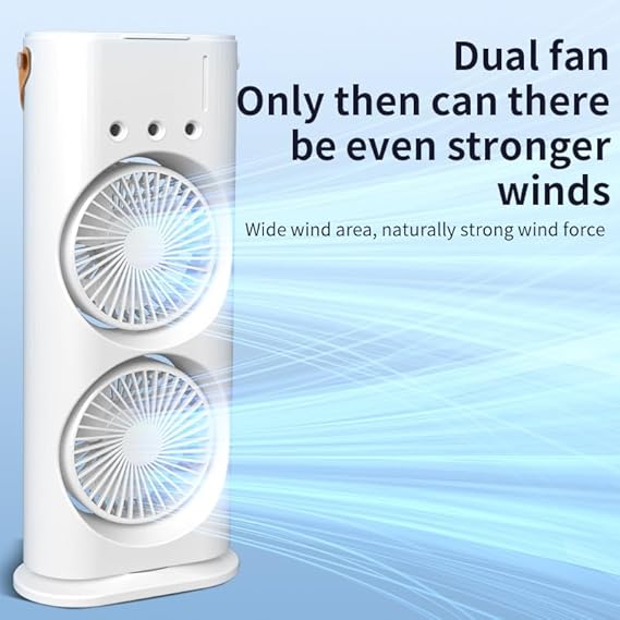 Mini Double Head Mist Fan with LED Light & Humidifier - Image 2