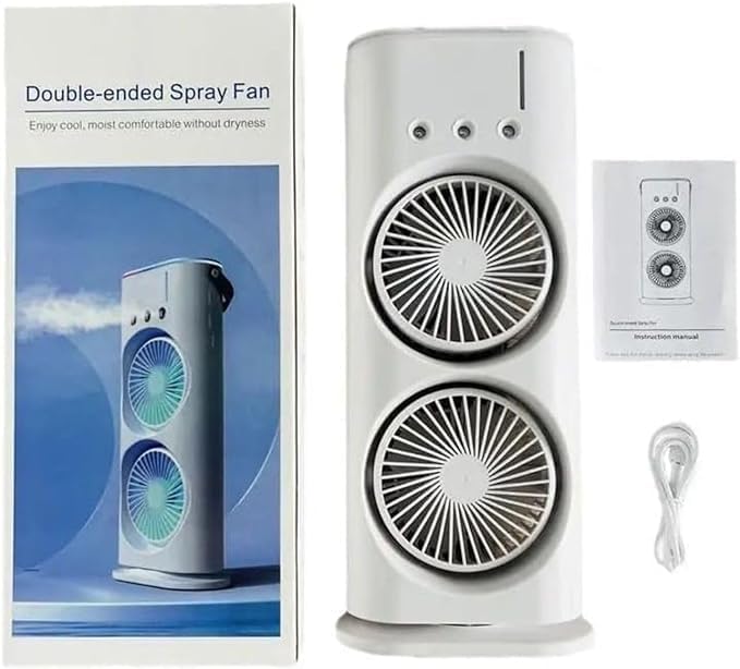 Mini Double Head Mist Fan with LED Light & Humidifier - Image 6
