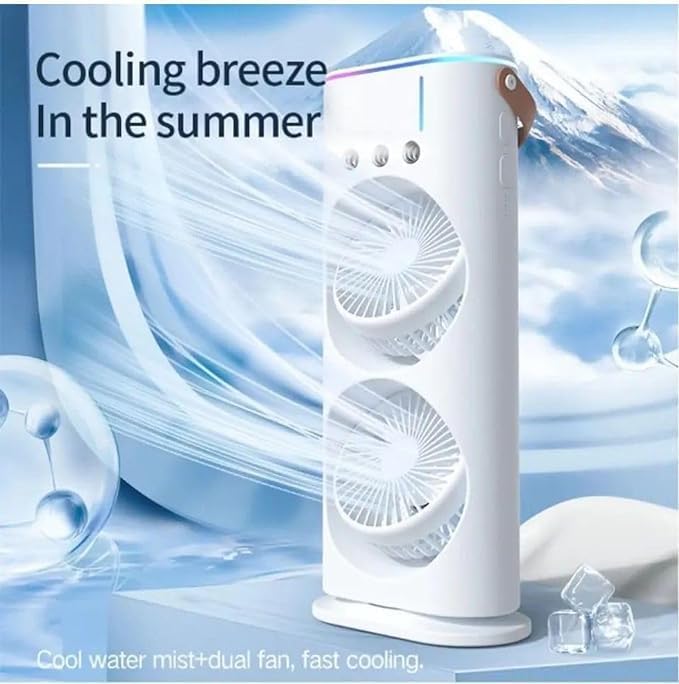 Mini Double Head Mist Fan with LED Light & Humidifier - Image 9
