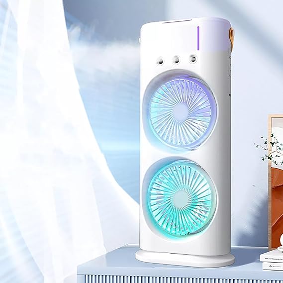 Mini Double Head Mist Fan with LED Light & Humidifier - Image 8