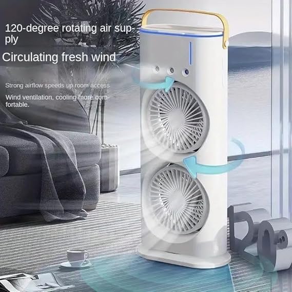 Mini Double Head Mist Fan with LED Light & Humidifier - Image 4