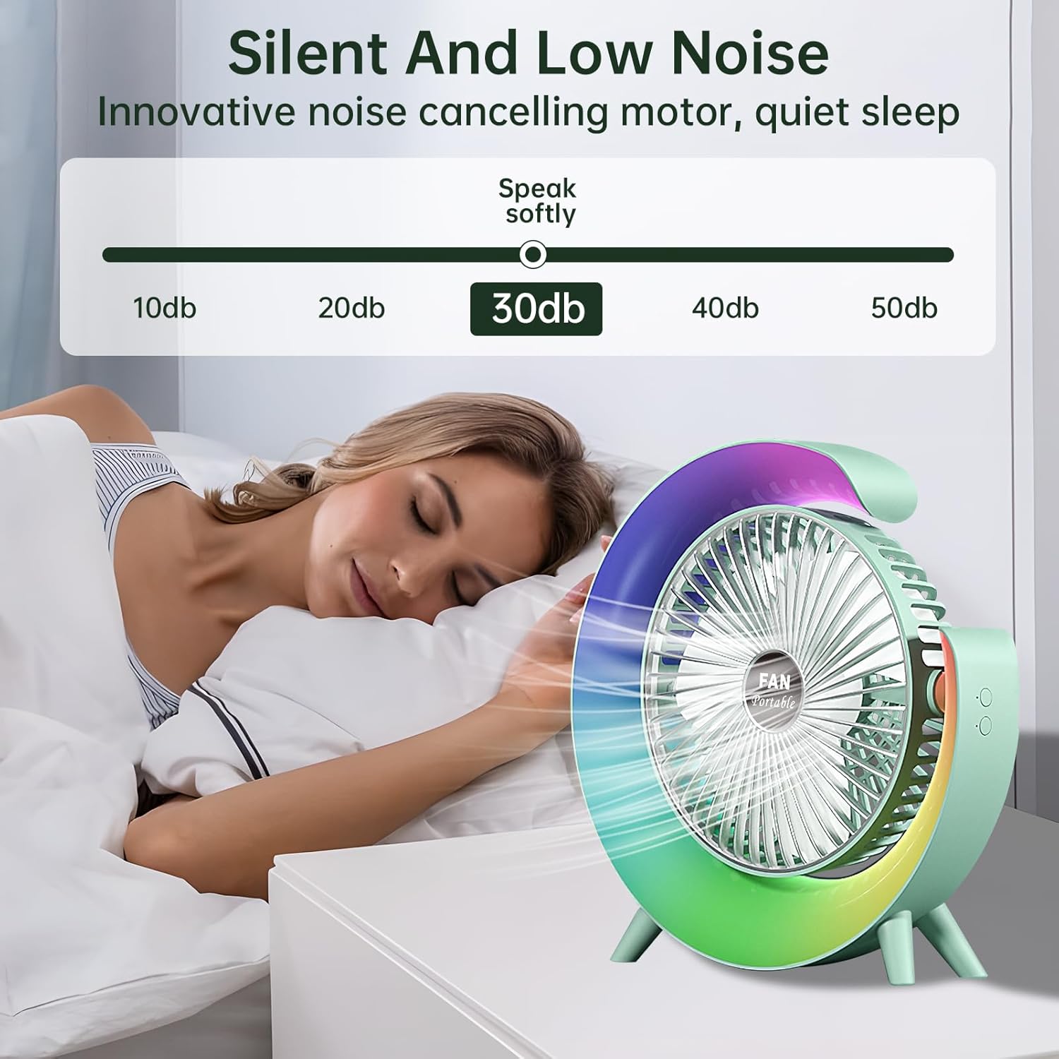 Colorful USB Rechargeable Desktop Fan - Image 3