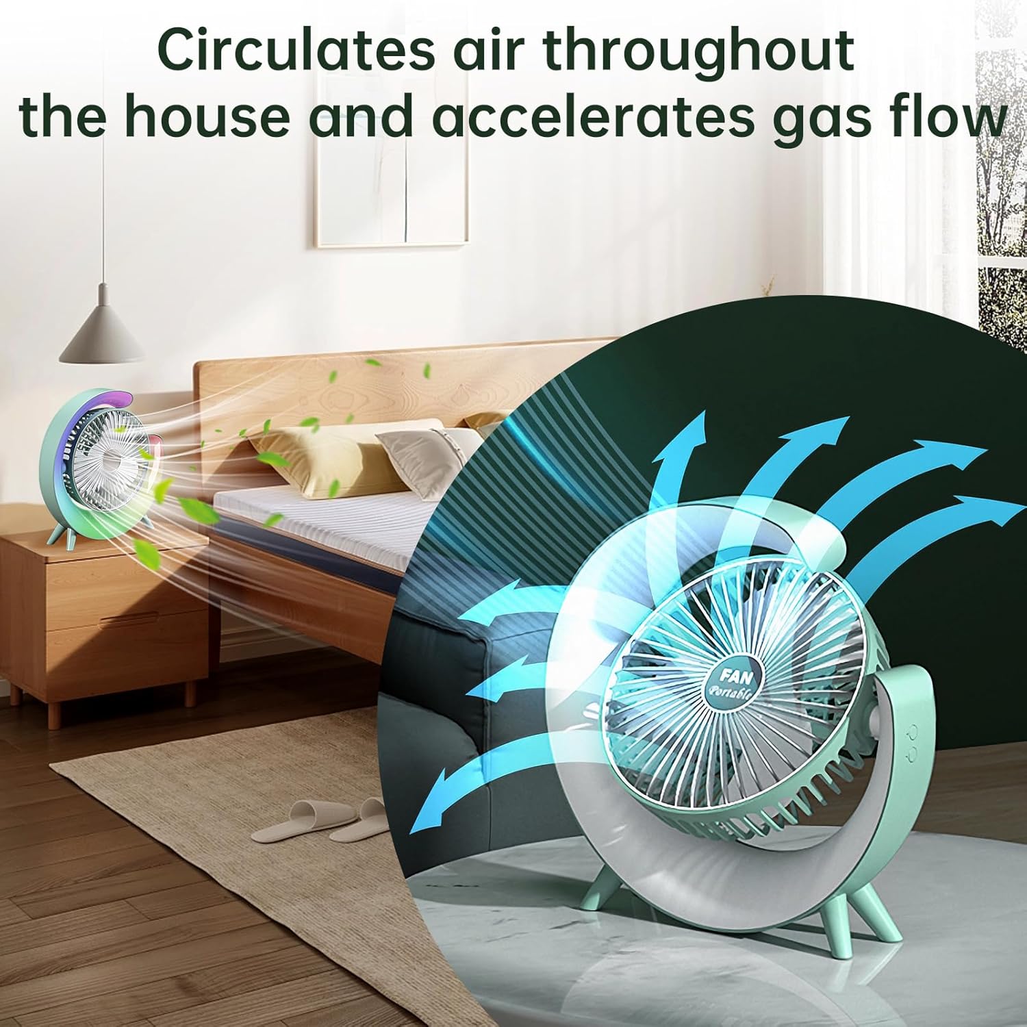 Colorful USB Rechargeable Desktop Fan - Image 2
