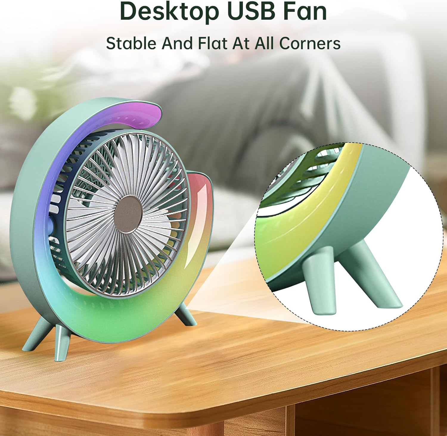 Colorful USB Rechargeable Desktop Fan - Image 5