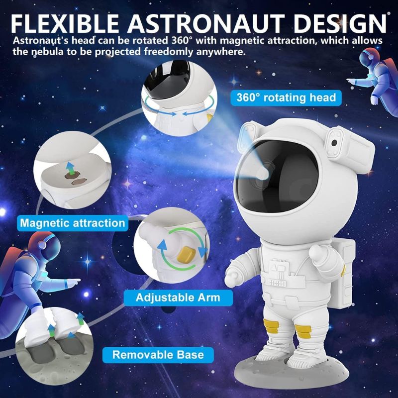 Astronaut Star Projector Night Light | LED Nebula & Starry Sky Projection - Image 3