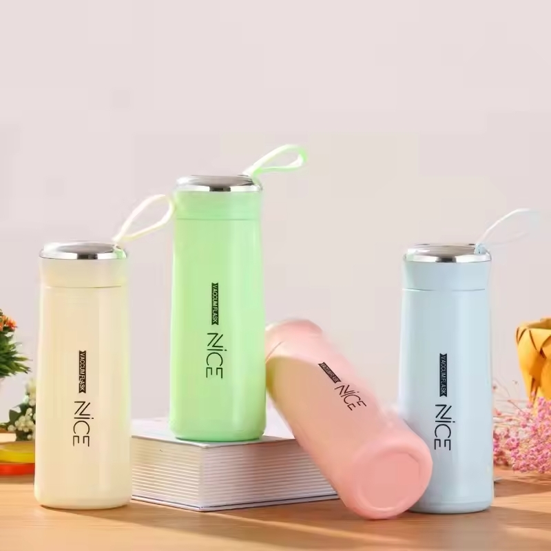 400ml Mini Flask Glass Water Bottle with Vacuum Insulation - Image 2