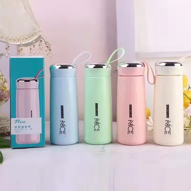 400ml Mini Flask Glass Water Bottle with Vacuum Insulation