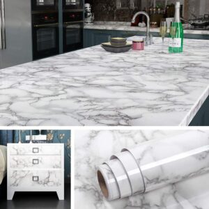 Marble Sheet Sticker 60x200cm | White & Dark Grey