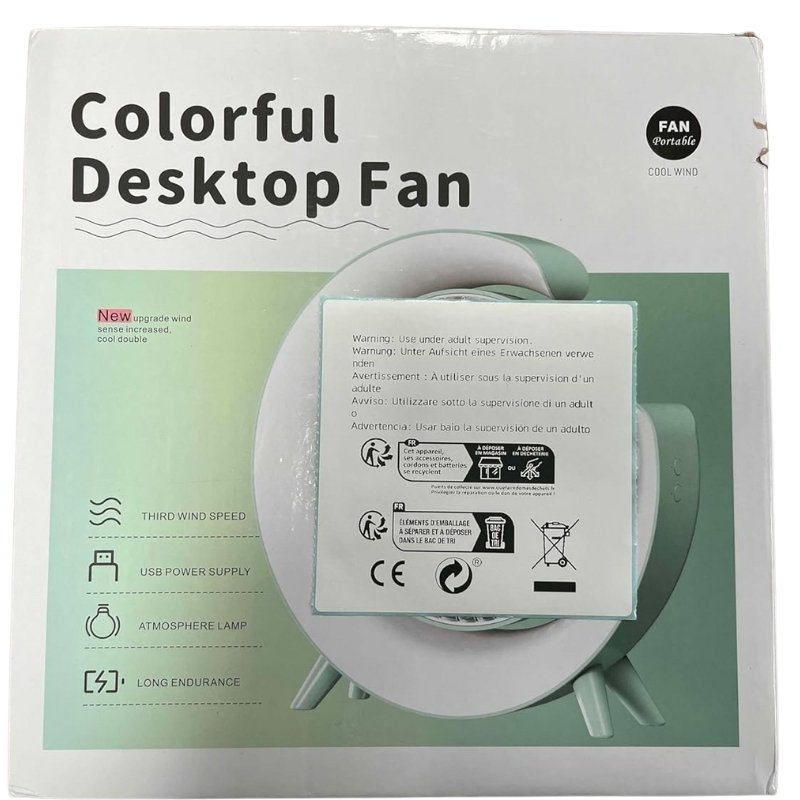 Colorful USB Rechargeable Desktop Fan - Image 7
