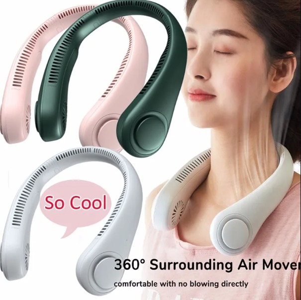 Portable Bladeless Hanging Neck Fan | Hands-Free Personal Cooling Fan for Travel, Office & Outdoor Use - Image 3