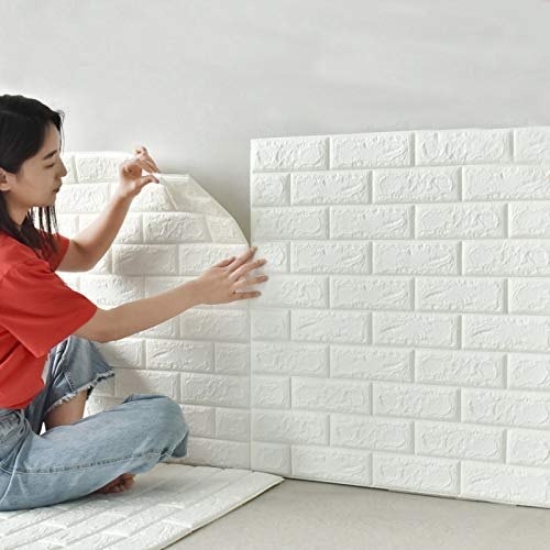 3D White Brick Wall Stickers