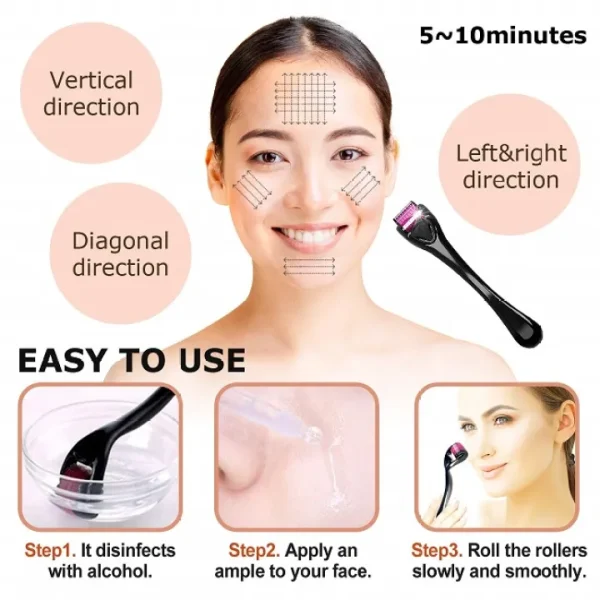 Derma Roller 0.5mm for Hair & Skin Therapy | 540 Titanium Micro-Needles - Image 3