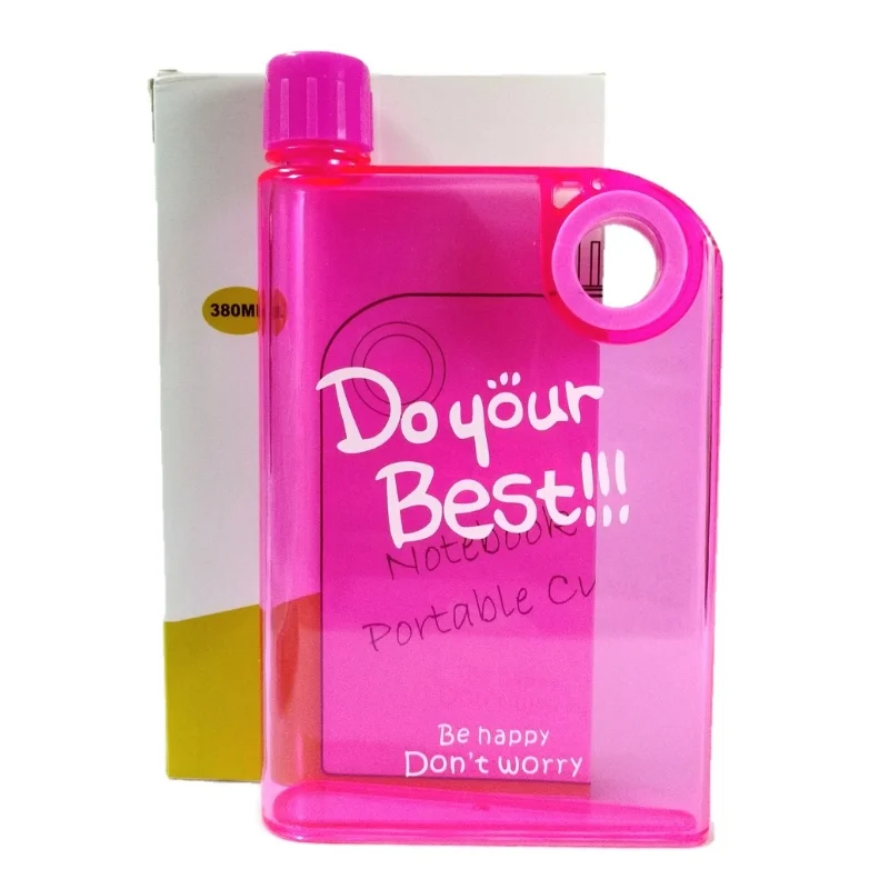 Pink Ultra Slim Notebook Style Water Bottle 380ml | Portable Memo Bottle for Travel, School & Office - Image 5