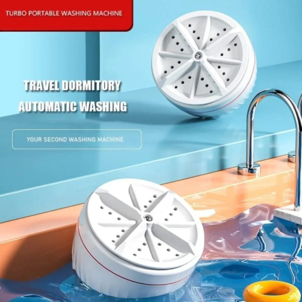 Portable USB Mini Turbo Washer | Ultrasonic Travel Washing Machine for Socks, Underwear & Dishes - Image 7