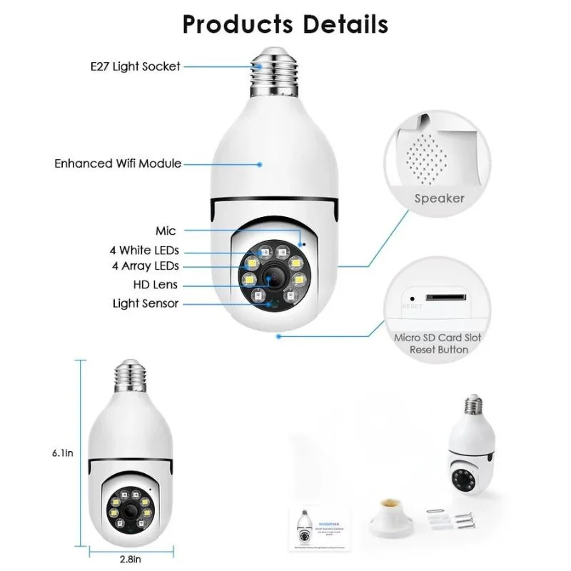 Speed-X Bulb Camera 1080P WiFi 360° Panoramic Security Camera - Image 3