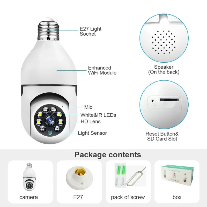 Speed-X Bulb Camera 1080P WiFi 360° Panoramic Security Camera - Image 2
