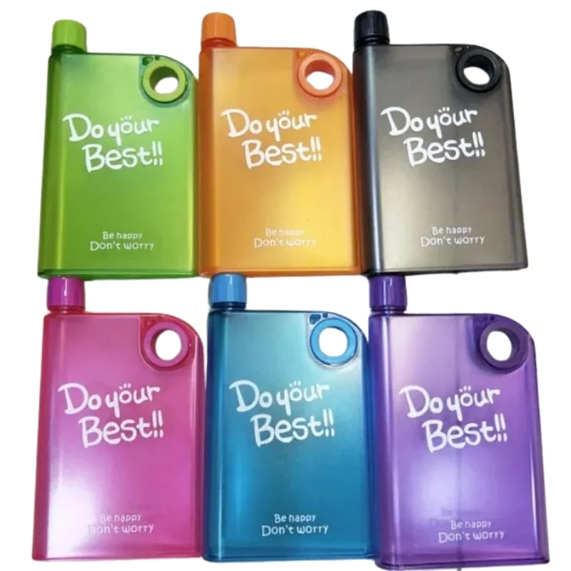 Blue Ultra Slim Notebook Style Water Bottle 380ml | Portable Memo Bottle for Travel, School & Office