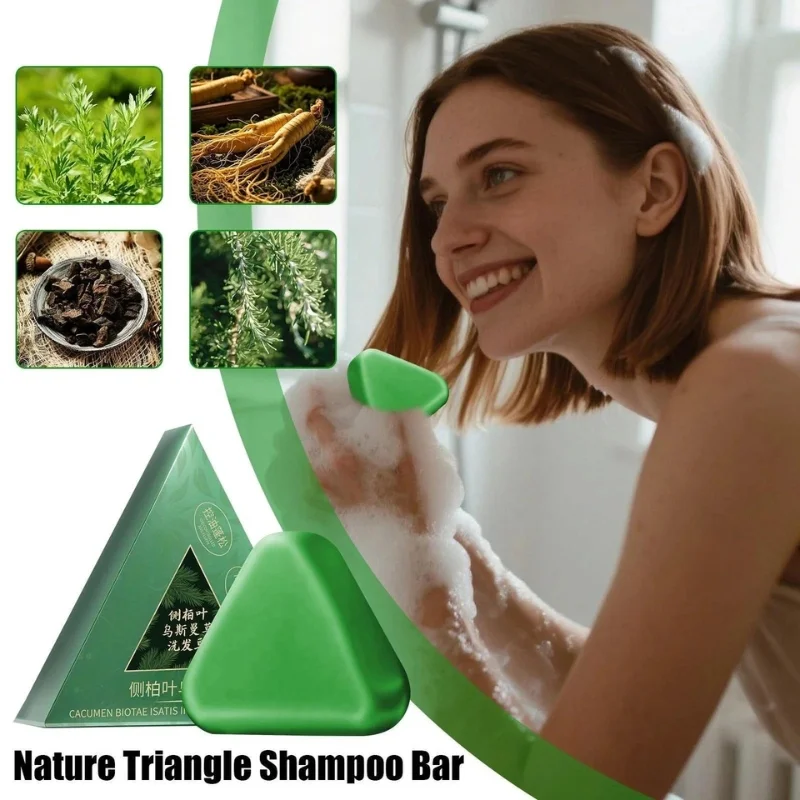 Nature-triangle-shampoo-bar-plant-based-herbal-hair-growth-soap - Image 2
