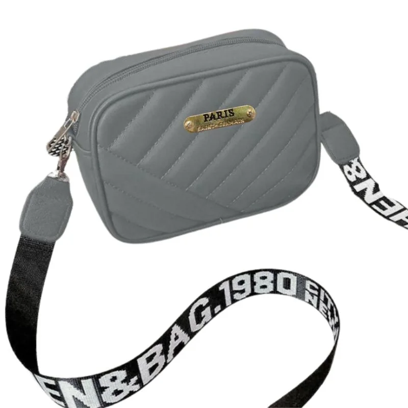 Gray Leather Handbag