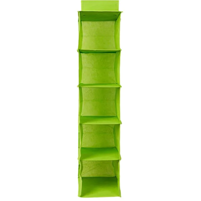 5 Shelf Clothes Hanging Organizer | Foldable Wardrobe Section Storage | Durable Fabric & Plastic - Image 2