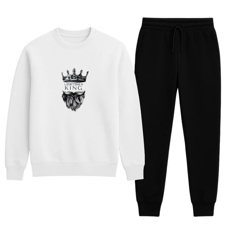 KING Printed White Tracksuit Sweatshirt & Trouser - Image 3