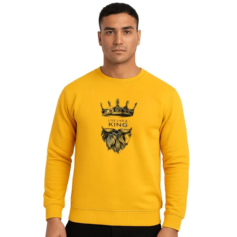 KING Printed Yellow Tracksuit Sweatshirt & Trouser | Large - Image 3
