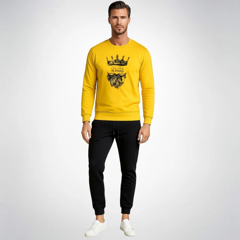KING Printed Yellow Tracksuit Sweatshirt & Trouser | Large - Image 2