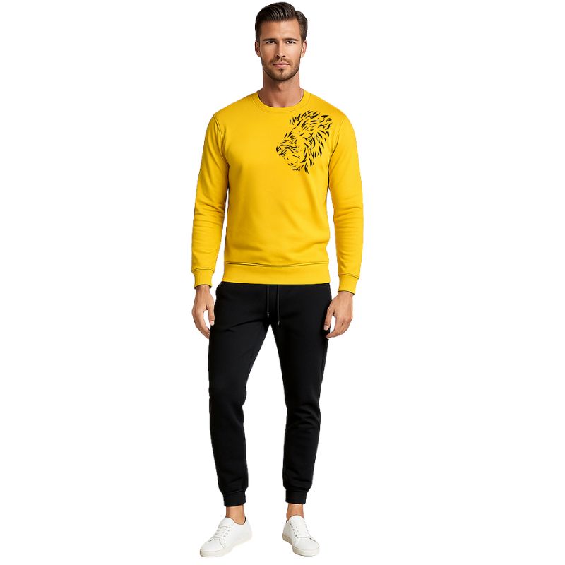 LION Printed Yellow Tracksuit Sweatshirt & Trouser - Image 2