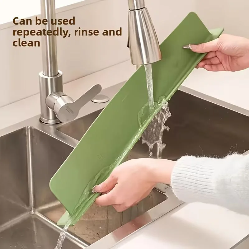 Large Size Silicone Sink Splash Guard Set | Non-Slip Water Barrier with Strong Suction Cups for Kitchen & Bathroom Use - Image 2