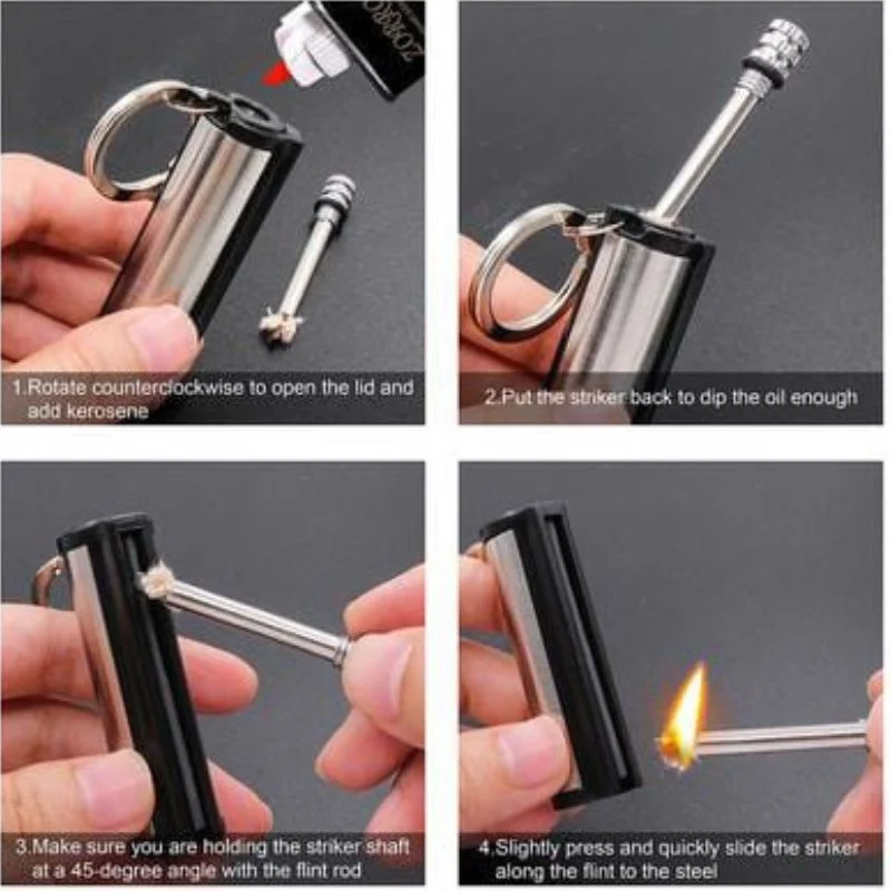 Permanent Match Striker Flint Stone Lighter with Keychain - Image 7
