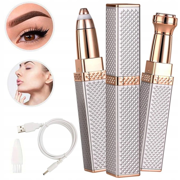 2-in-1 Flawless Facial Hair Remover & Eyebrow Trimmer Silver Color